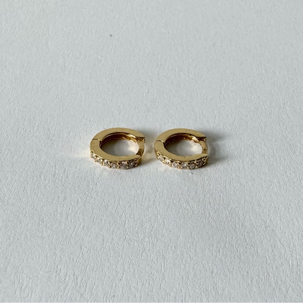 SHASHI 18k Gold Vermeil Katerina Pave Huggie Hoops